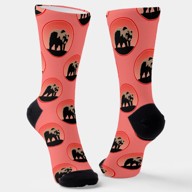 Grizzly Bear at Sunset  - Original Wildlife Art Socks (Angled)