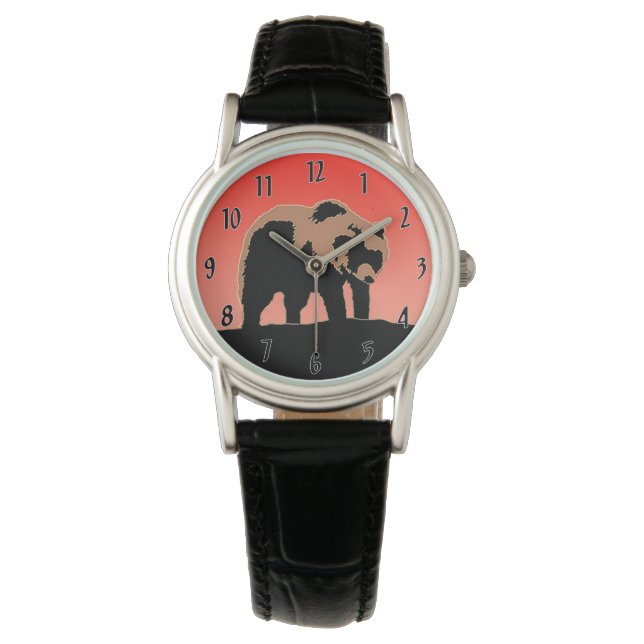Grizzly Bear at Sunset  - Original Wildlife Art Watch (Front)
