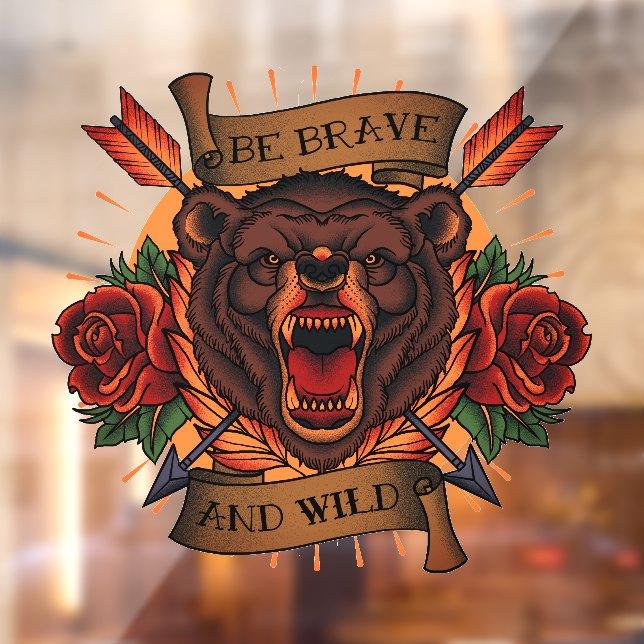 Grizzly Bear Be Brave and Wild Window Cling (Sheet 2)