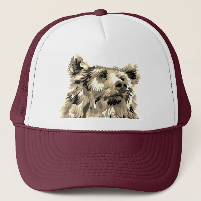 Grizzly bear brown animal nature trucker hat (Front)