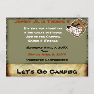 Grizzly Bear Campout Birthday Invite