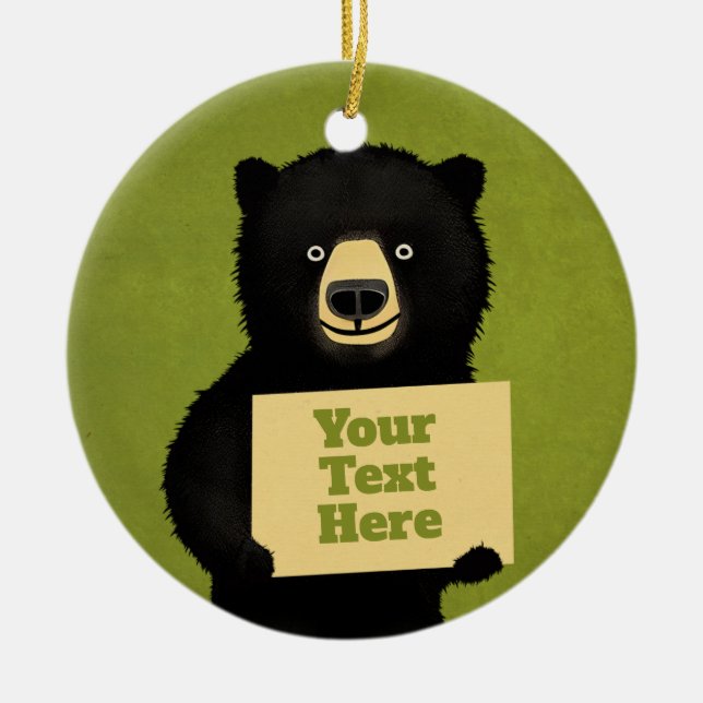 Grizzly Bear Ceramic Ornament (Front)