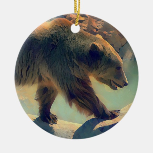 Grizzly Bear Ceramic Ornament (Front)