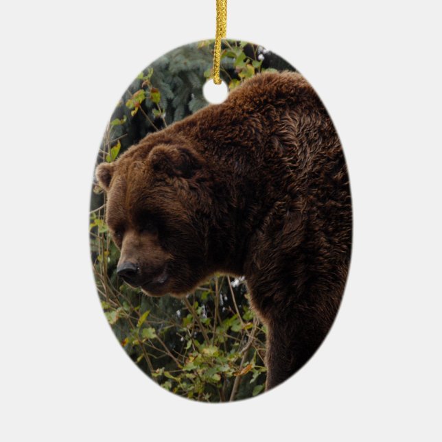 Grizzly Bear Christmas Ornament (Front)