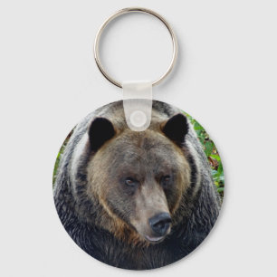 Grizzly Bear Close-up Keychain