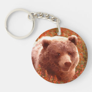 Grizzly Bear Cub dans Fireweed Peinture Art de la 