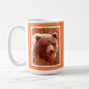 Grizzly Bear Cub in Fireweed Painting Wildlife Art Coffee Mug