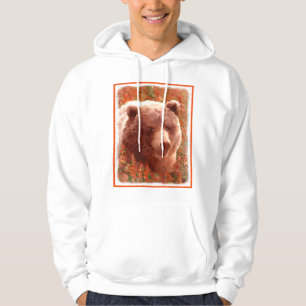Grizzly Bear Cub in Fireweed Painting Wildlife Art Hoodie