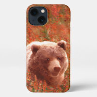 Grizzly Bear Cub in Fireweed Painting Wildlife Art
