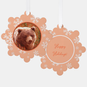 Grizzly Bear Cub in Fireweed Painting Wildlife Art Ornament Card