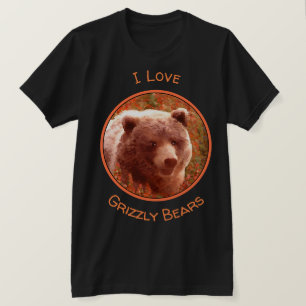 Grizzly Bear Cub in Fireweed Painting Wildlife Art T-Shirt