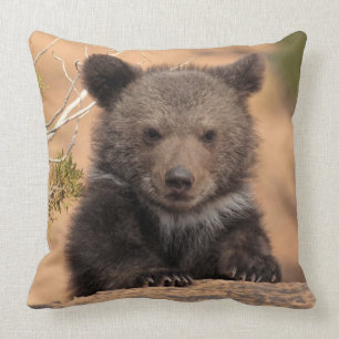 Grizzly Bear Cub Throw Pillow