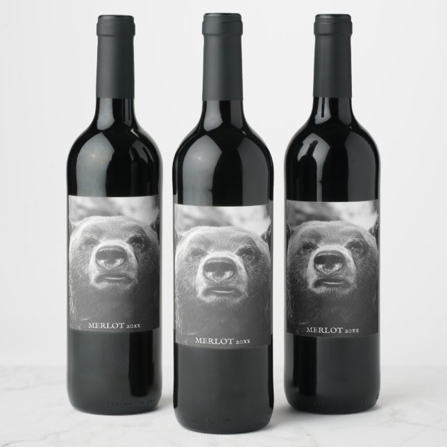 Grizzly Bear Custom Wine Labels (Bottles)