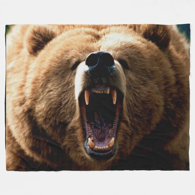 GRIZZLY BEAR FLEECE BLANKET (Front (Horizontal))