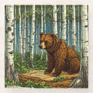 Grizzly Bear Glass Coaster