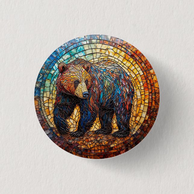 Grizzly Bear in Artistic Design 1 Inch Round Button (Front)