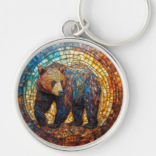 Grizzly Bear in Artistic Design Keychain