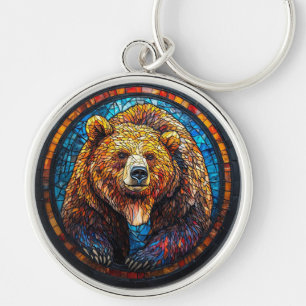 Grizzly Bear in Artistic Design Keychain