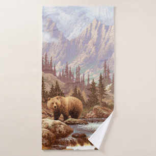 Grizzly Bear in the Rocky Mountains / AF-006bear,g Bath Towel