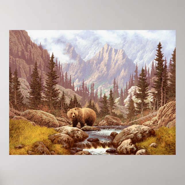 Grizzly Bear in the Rocky Mountains / AF-006bear,g Poster (Front)