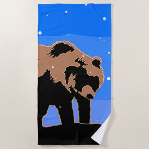 Grizzly Bear in Winter - Original Wildlife Art Beach Towel