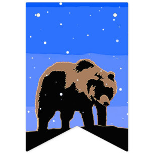 Grizzly Bear in Winter  - Original Wildlife Art Bunting Flags