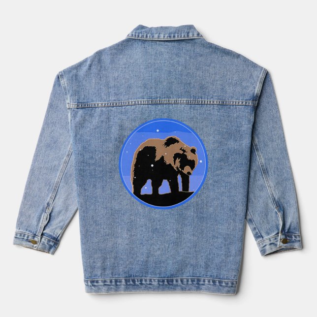 Grizzly Bear in Winter  - Original Wildlife Art Denim Jacket (Back)