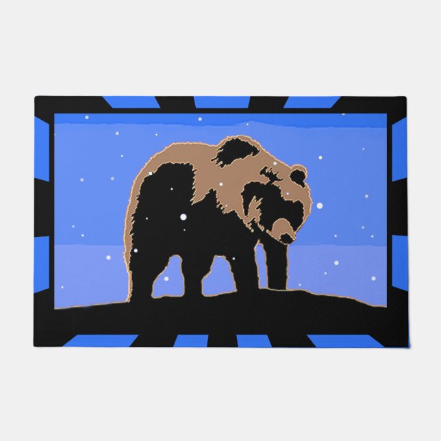 Grizzly Bear in Winter  - Original Wildlife Art Doormat (Front)
