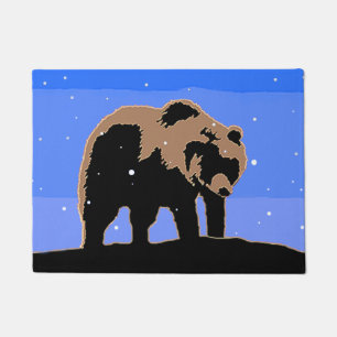 Grizzly Bear in Winter  - Original Wildlife Art Doormat