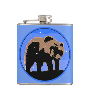 Grizzly Bear in Winter - Original Wildlife Art Hip Flask