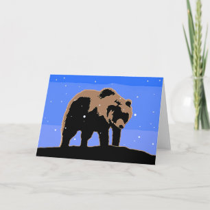 Grizzly Bear in Winter  - Original Wildlife Art Holiday Card