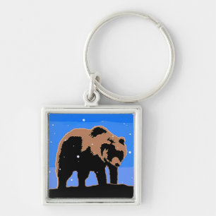 Grizzly Bear in Winter  - Original Wildlife Art Keychain