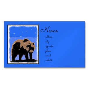 Grizzly Bear in Winter - Original Wildlife Art Magnetic Business Card