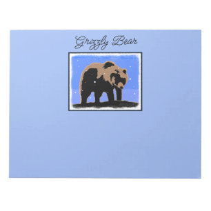 Grizzly Bear in Winter  - Original Wildlife Art Notepad
