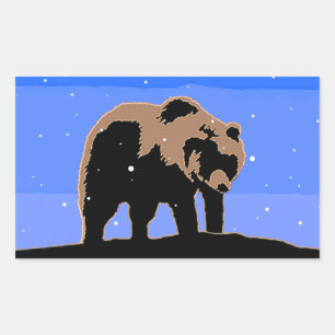 Grizzly Bear in Winter  - Original Wildlife Art Sticker