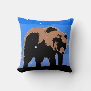 Grizzly Bear in Winter  - Original Wildlife Art Throw Pillow