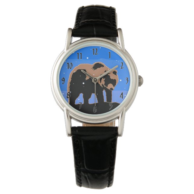 Grizzly Bear in Winter  - Original Wildlife Art Watch (Front)