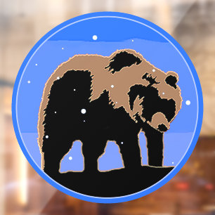 Grizzly Bear in Winter  - Original Wildlife Art Window Cling