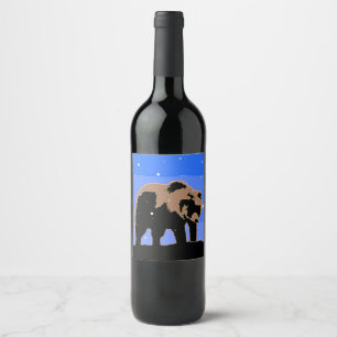 Grizzly Bear in Winter - Original Wildlife Art Wine Label