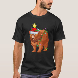 Grizzly Bear Lighting Xmas Tree Santa Grizzly Bear T-Shirt