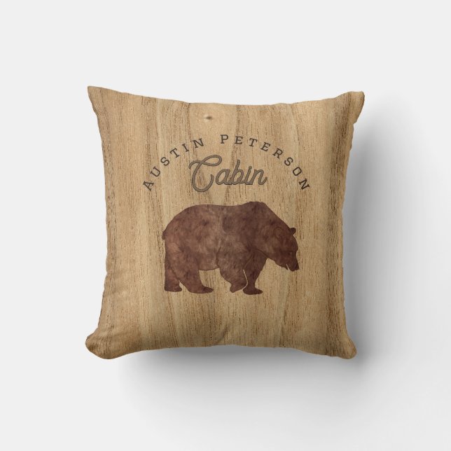 Grizzly Bear Lodge Large Clock Throw Pillow (Front)
