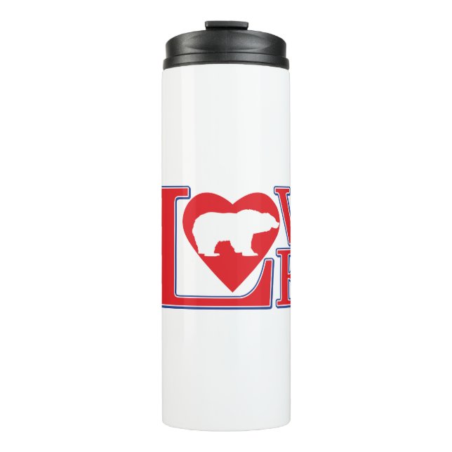 Grizzly Bear Love Heart Thermal Tumbler (Front)