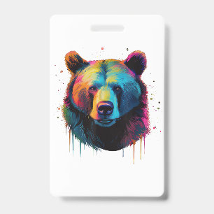 Grizzly Bear Lovers Pop Art Big Grizzly Bear Badge