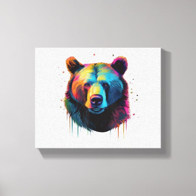 Grizzly Bear Lovers Pop Art Big Grizzly Bear Canvas Print (Front)