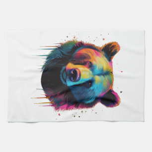 Grizzly Bear Lovers Pop Art Big Grizzly Bear Kitchen Towel