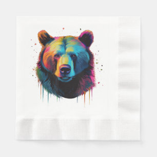 Grizzly Bear Lovers Pop Art Big Grizzly Bear Napkin