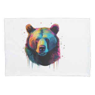 Grizzly Bear Lovers Pop Art Big Grizzly Bear Pillowcase