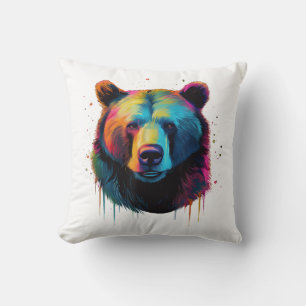 Grizzly Bear Lovers Pop Art Big Grizzly Bear Throw Pillow