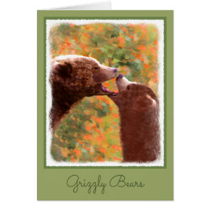 Grizzly Bear Mom and Cub Painting - Wildlife Art