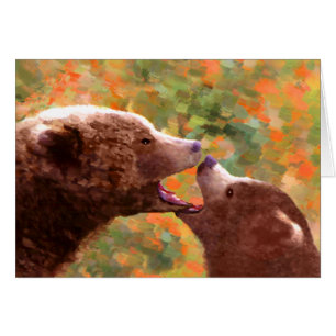 Grizzly Bear Mom and Cub Painting - Wildlife Art